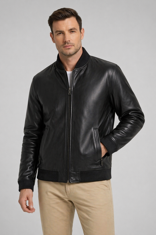 AntiStab Men Leather Jacket – Black in Stock