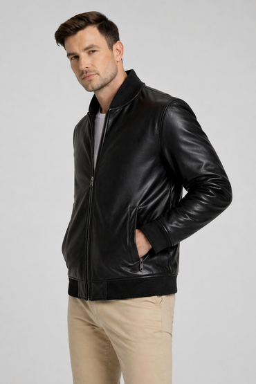 AntiStab Men Leather Jacket – Black in Stock